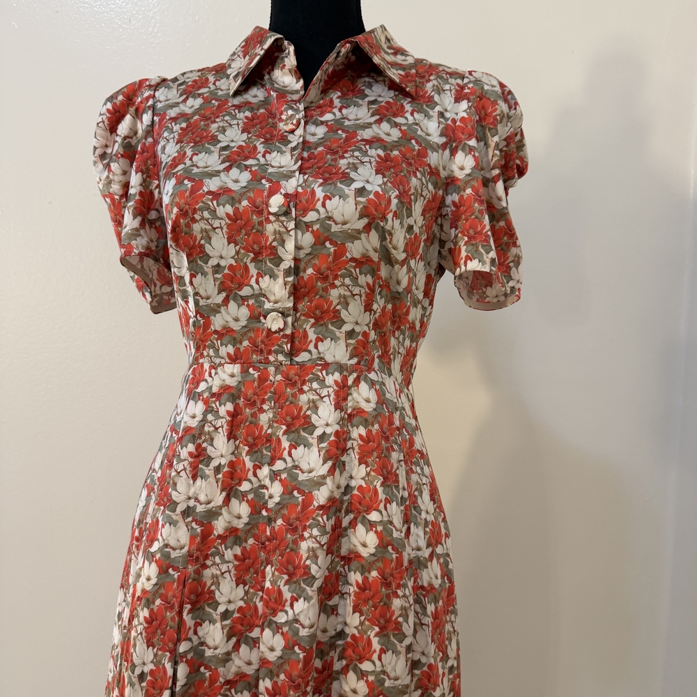 Silk Floral Button-Up Dress